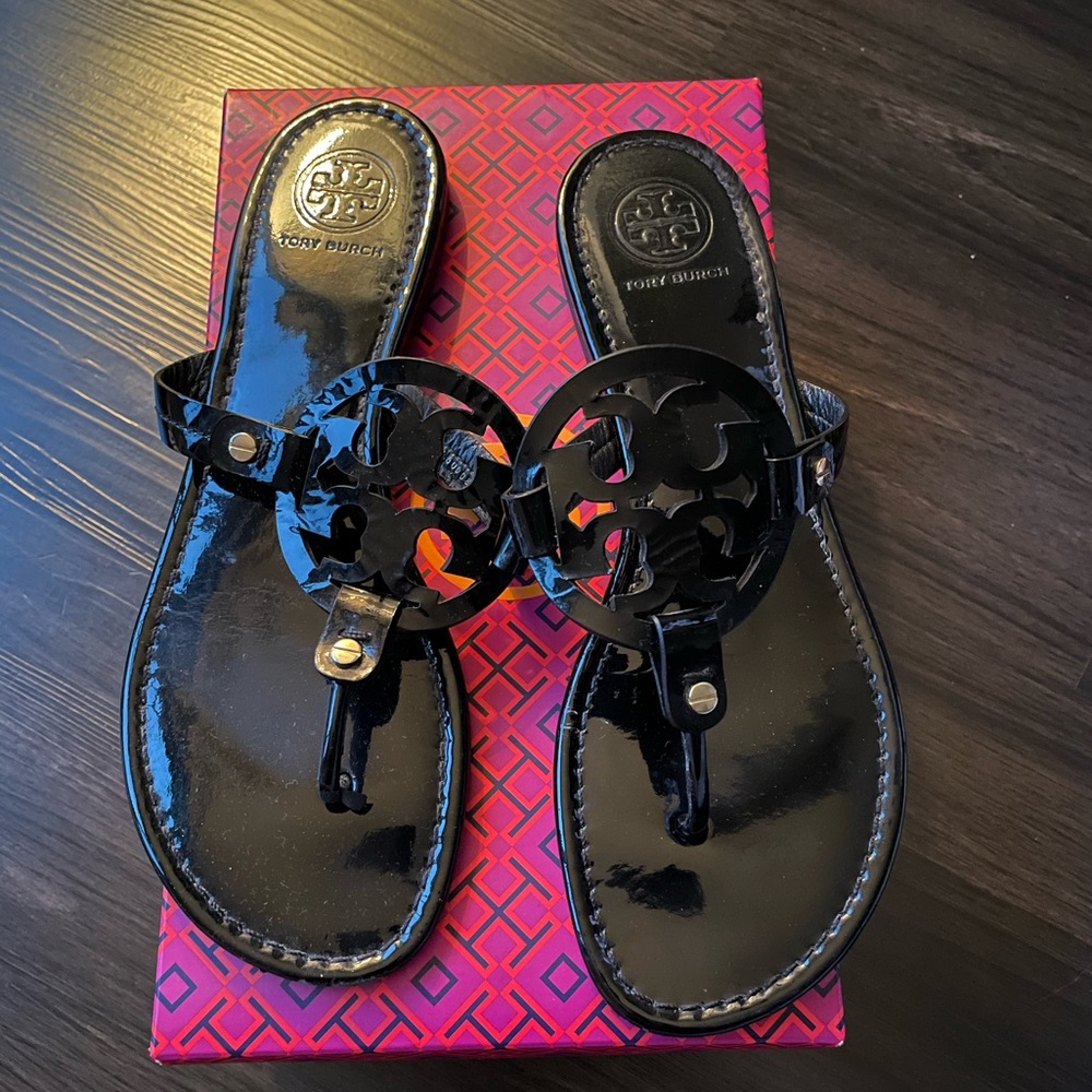 Tory Burch patent flip flops!